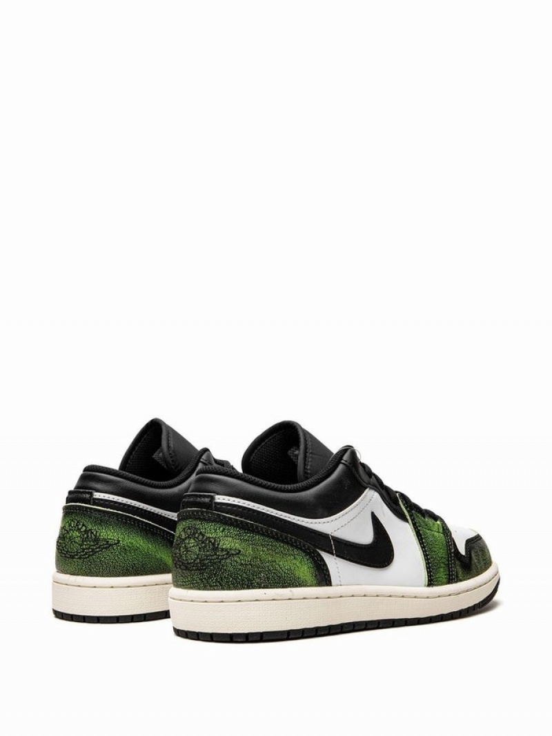 White / Black / Green Men's Nike Low Air Jordan 1 | GVZKJU-267