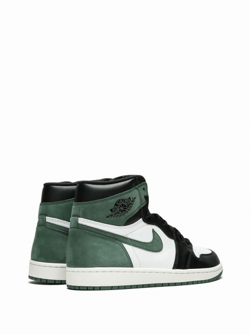 White / Black / Green Men's Nike Retro High OG Clay Air Jordan 1 | UHITXJ-928