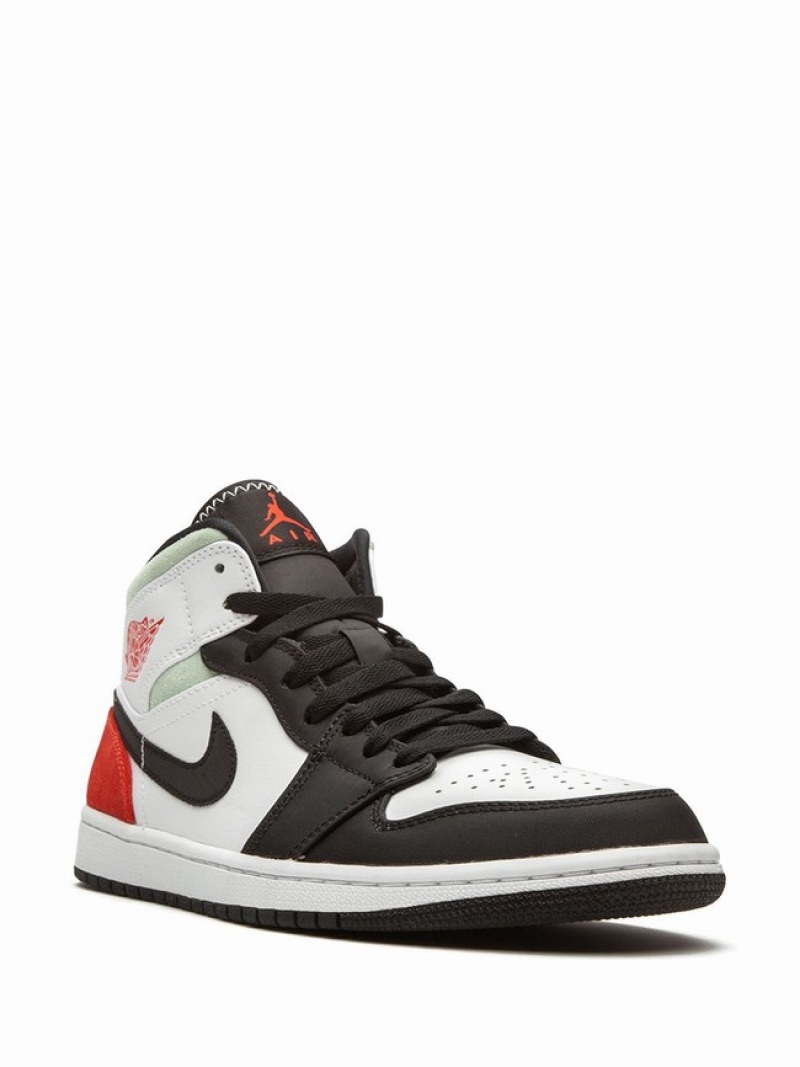 White / Black / Orange Men's Nike Jordan 1 MID SE Air Jordan 1 | VFXOGU-162