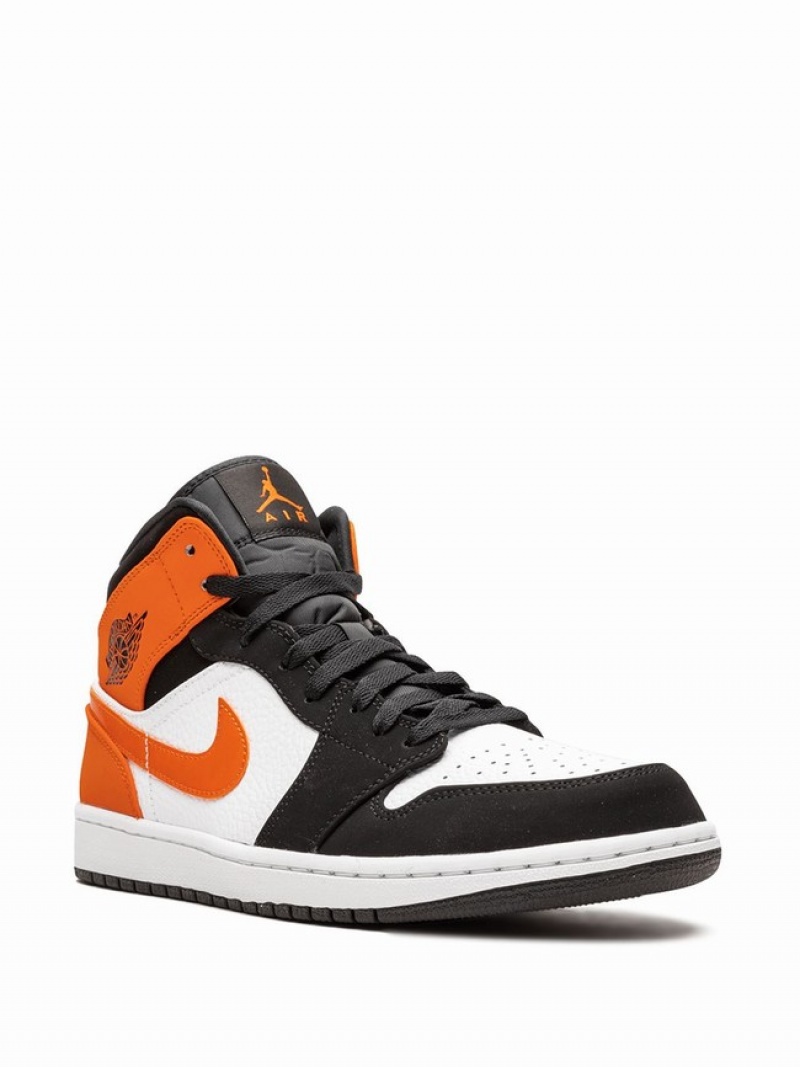 White / Black / Orange Women's Nike Mid Shattered Backboard Air Jordan 1 | FGAKYI-642