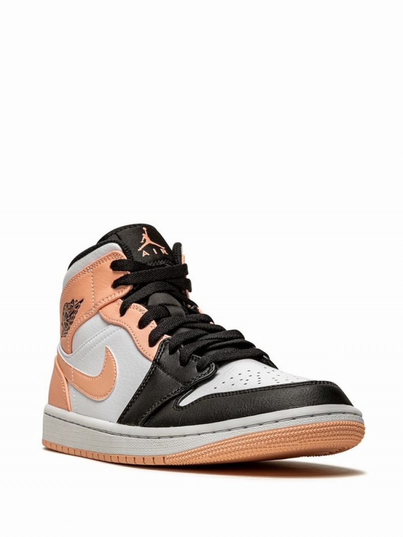 White / Black / Pink Men's Nike Mid Crimson Tint Air Jordan 1 | OQKNID-019