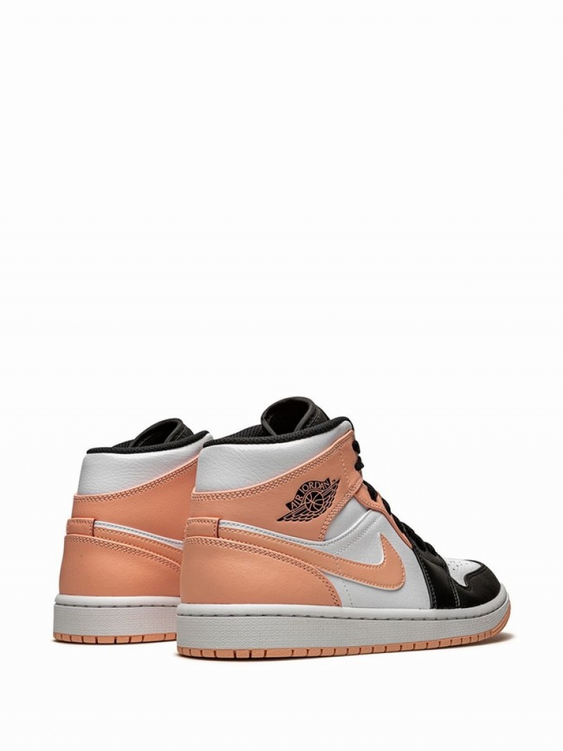 White / Black / Pink Men's Nike Mid Crimson Tint Air Jordan 1 | OQKNID-019