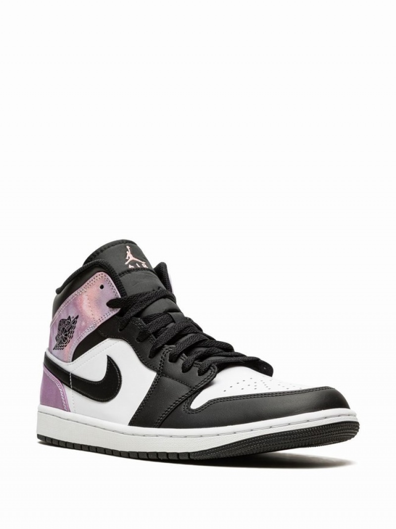 White / Black / Pink Men's Nike Mid SE Tie-Dye Air Jordan 1 | YRPLCN-596