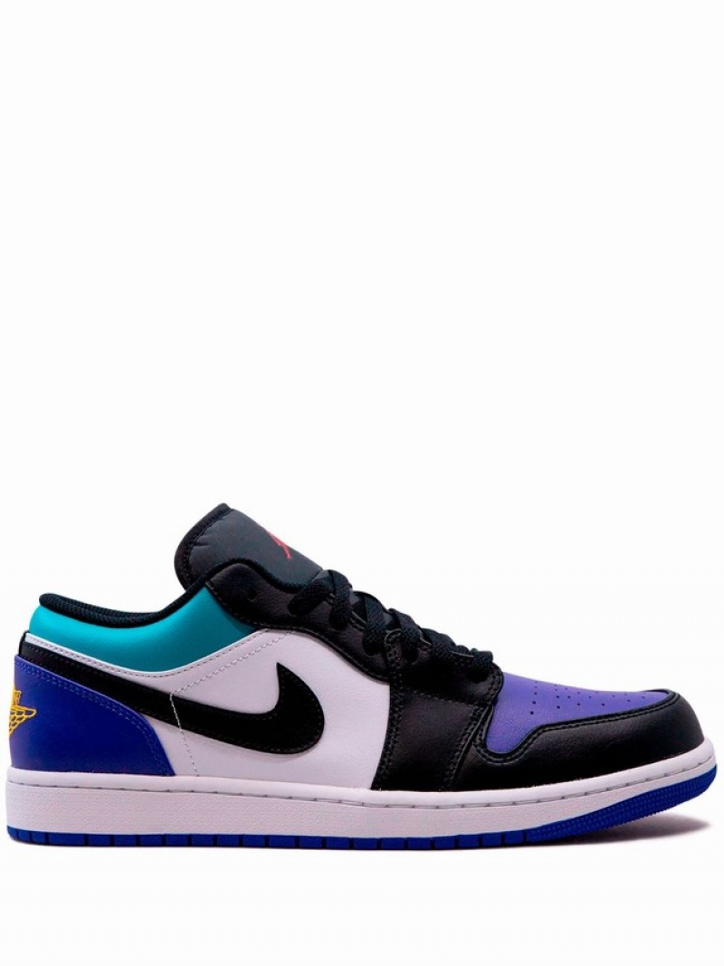 White / Black / Purple Men\'s Nike Low Aqua Air Jordan 1 | EBAUWD-301