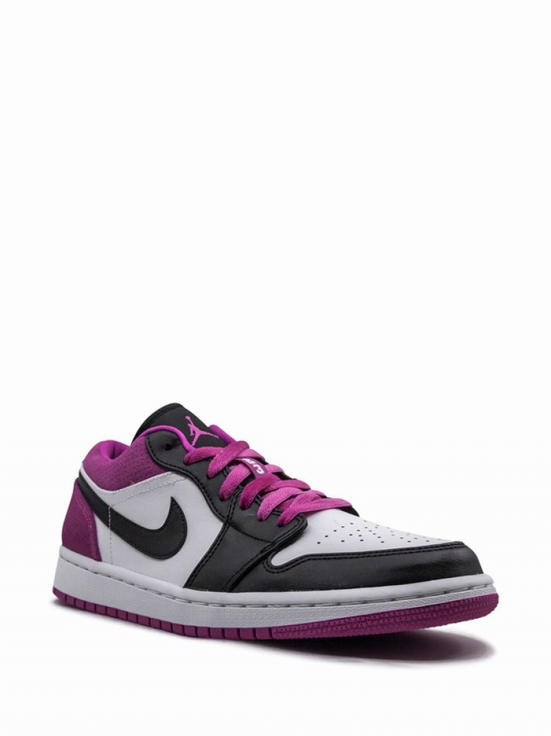 White / Black / Purple Men's Nike Low SE Air Jordan 1 | MVSWCX-963