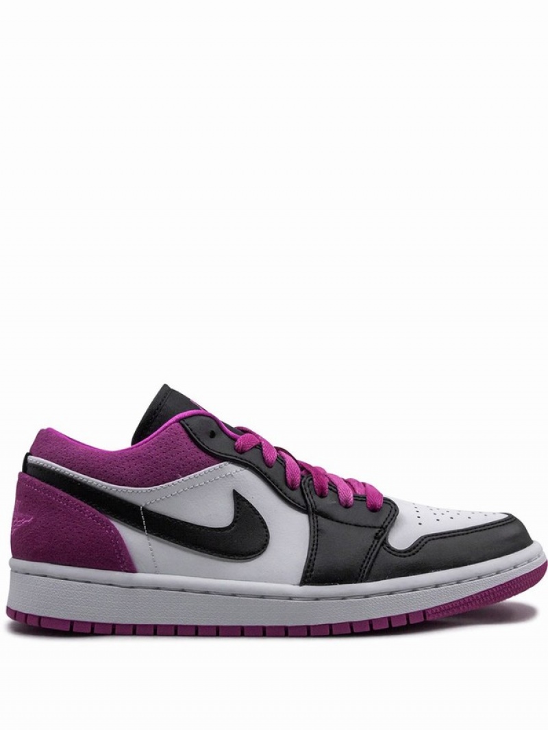 White / Black / Purple Men\'s Nike Low SE Air Jordan 1 | MVSWCX-963