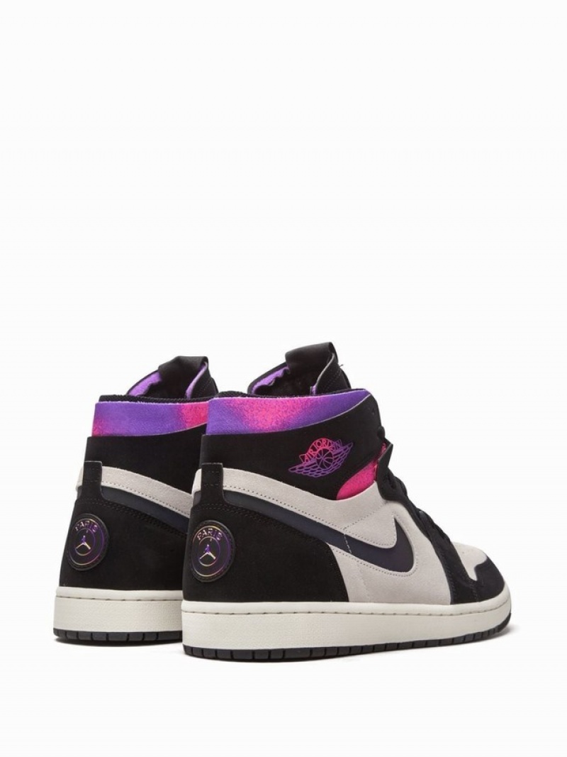 White / Black / Purple Men's Nike x PSG Zoom Comfort Air Jordan 1 | HJCZNG-830