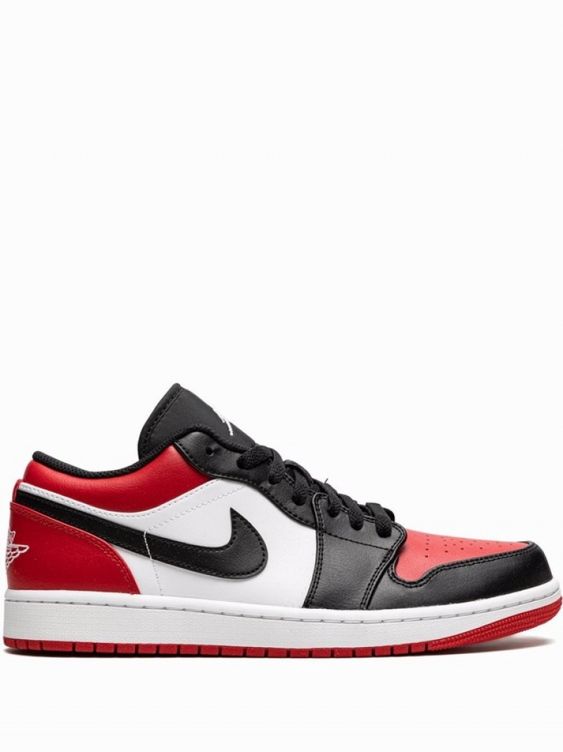 White / Black / Red Men\'s Nike Low Air Jordan 1 | ESRLQK-264