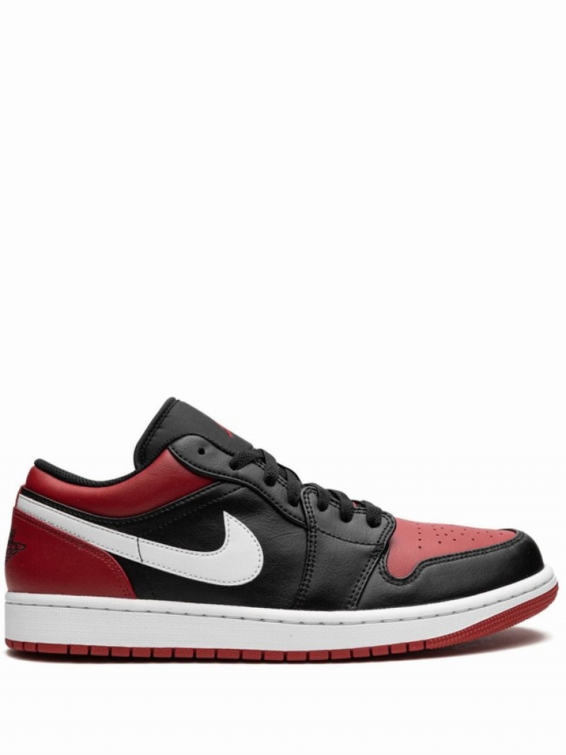 White / Black / Red Men\'s Nike Low Alternate Bred Toe Air Jordan 1 | KBJRVA-345