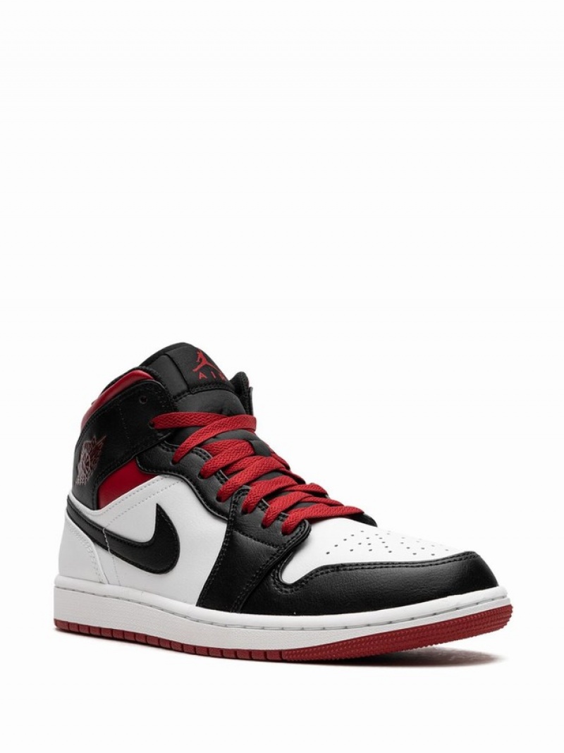 White / Black / Red Men's Nike Mid Gym Toe Air Jordan 1 | XCKZPQ-047