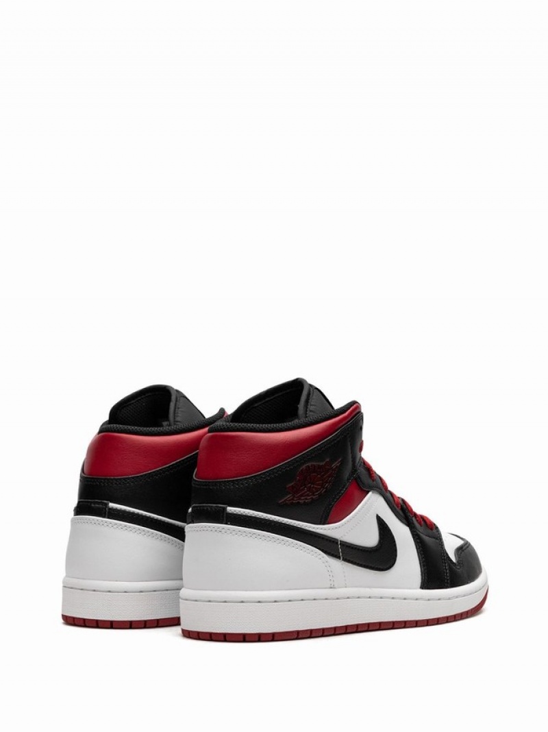 White / Black / Red Men's Nike Mid Gym Toe Air Jordan 1 | XCKZPQ-047