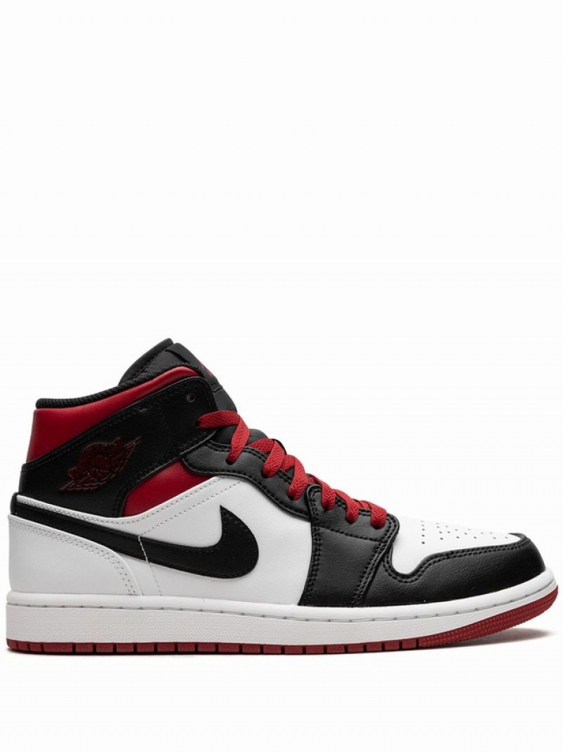 White / Black / Red Men\'s Nike Mid Gym Toe Air Jordan 1 | XCKZPQ-047