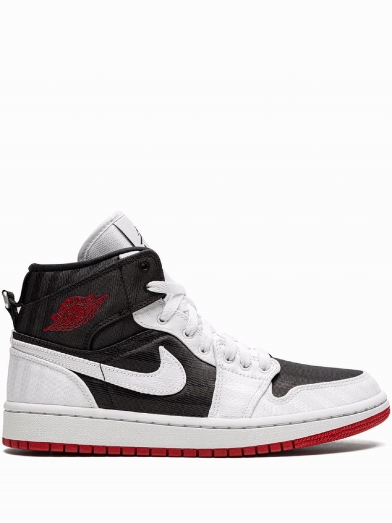 White / Black / Red Women\'s Nike Mid SE Utility Air Jordan 1 | TORJQZ-739