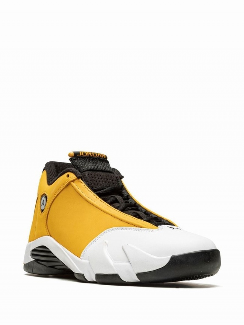 White / Black / Yellow Men's Nike Light Ginger Air Jordan 14 | RPHUKW-031