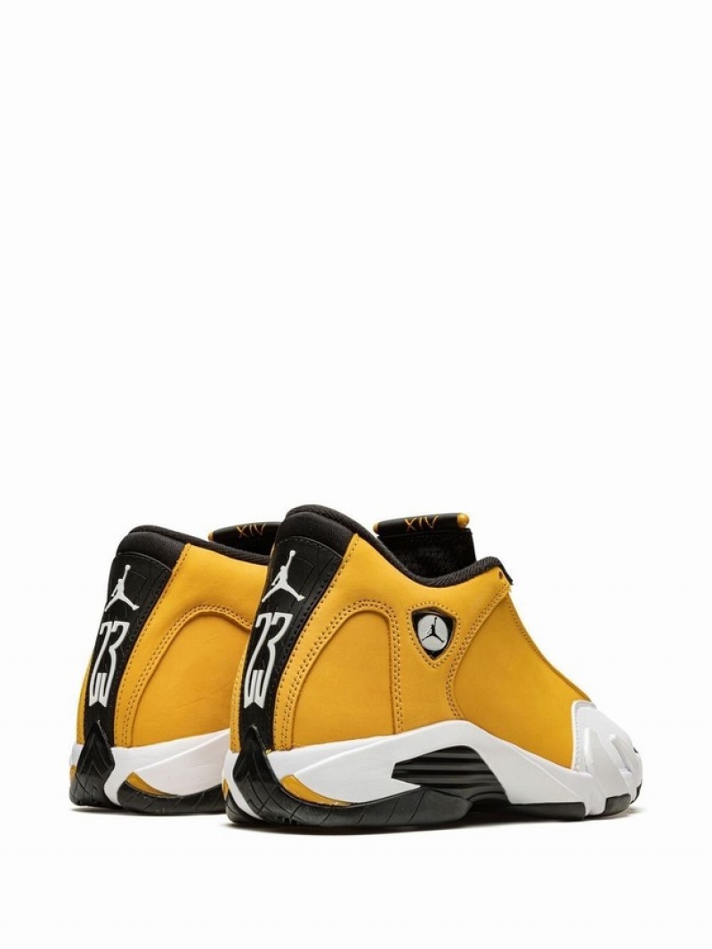 White / Black / Yellow Men's Nike Light Ginger Air Jordan 14 | RPHUKW-031