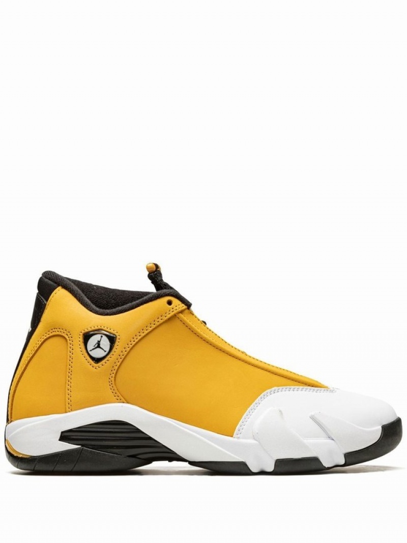 White / Black / Yellow Men\'s Nike Light Ginger Air Jordan 14 | RPHUKW-031