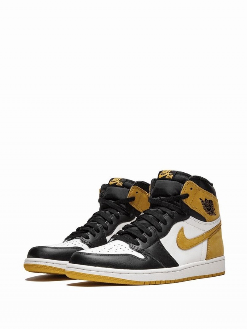 White / Black / Yellow Men's Nike Retro High OG Air Jordan 1 | CSJKBQ-534