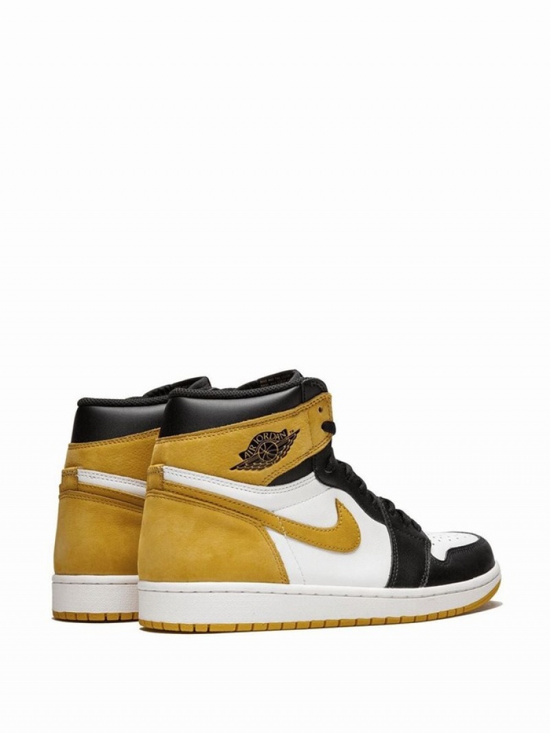 White / Black / Yellow Men's Nike Retro High OG Air Jordan 1 | CSJKBQ-534