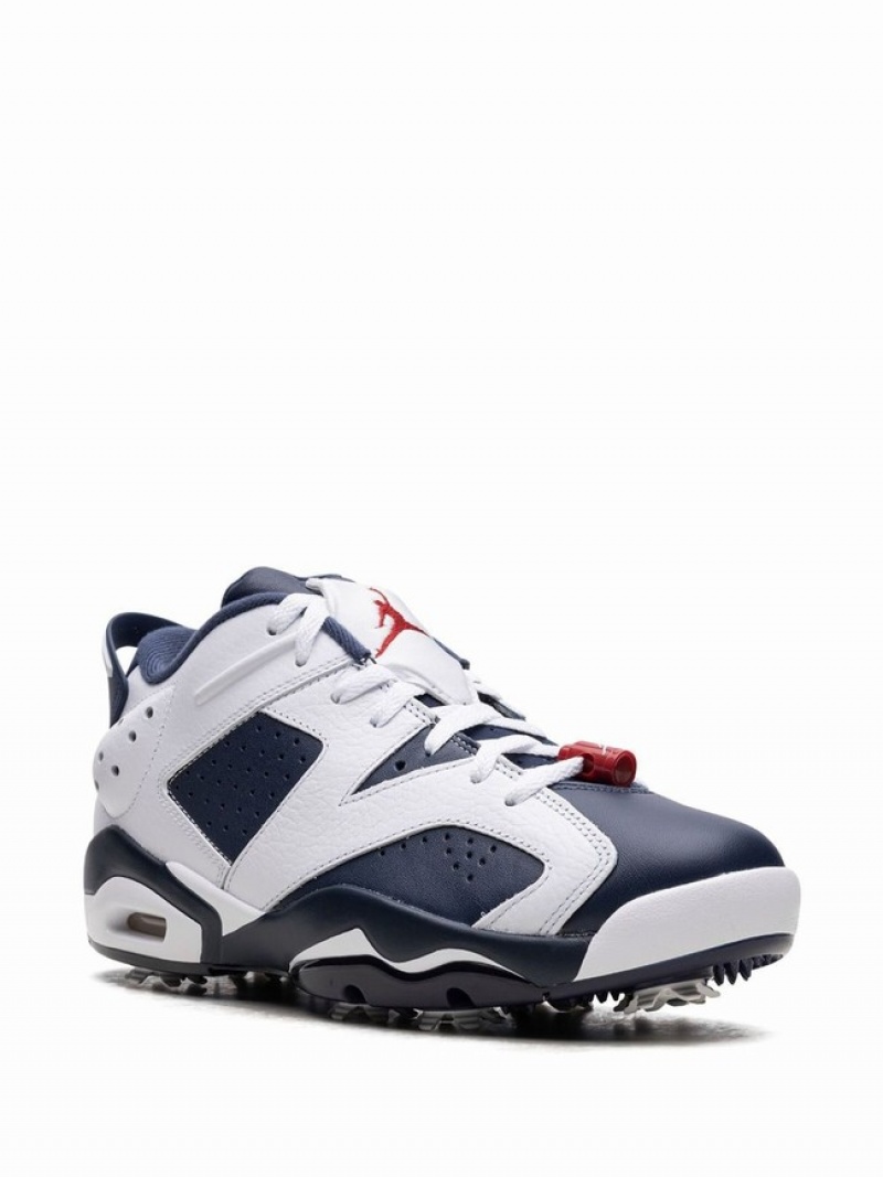 White / Blue Men's Nike Golf Olympic Air Jordan 6 | JRXPUZ-123