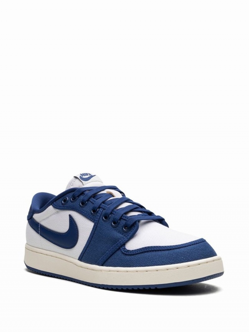 White / Blue Men's Nike KO Low Kentucky Air Jordan 1 | JAKMZS-425