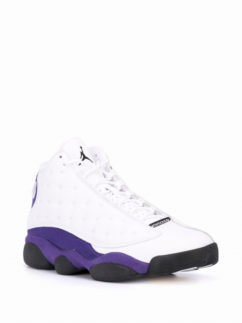 White / Blue Men's Nike Lakers Air Jordan 13 | JOPWBA-395