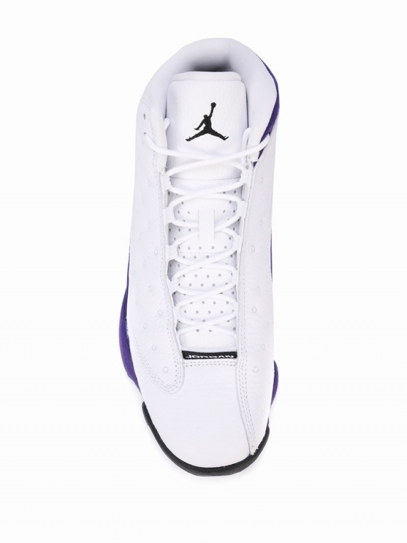 White / Blue Men's Nike Lakers Air Jordan 13 | JOPWBA-395