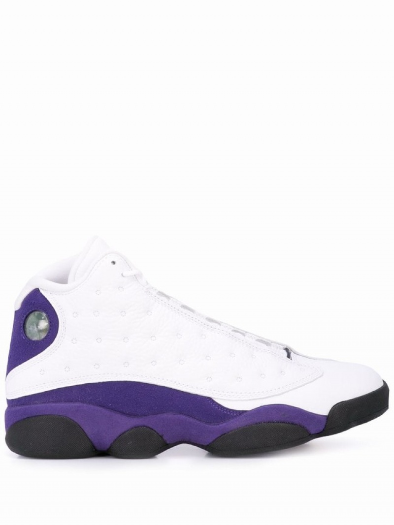 White / Blue Men\'s Nike Lakers Air Jordan 13 | JOPWBA-395