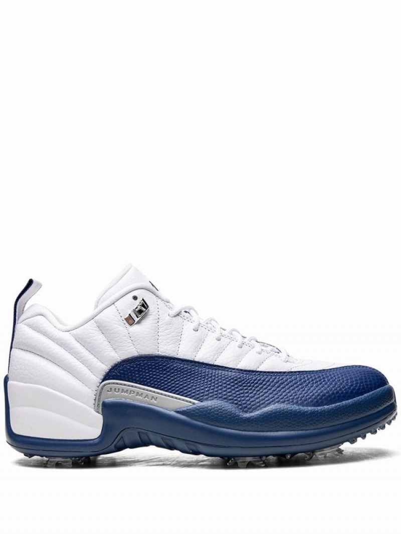 White / Blue Men\'s Nike Low Air Jordan 12 | SMRJKH-961