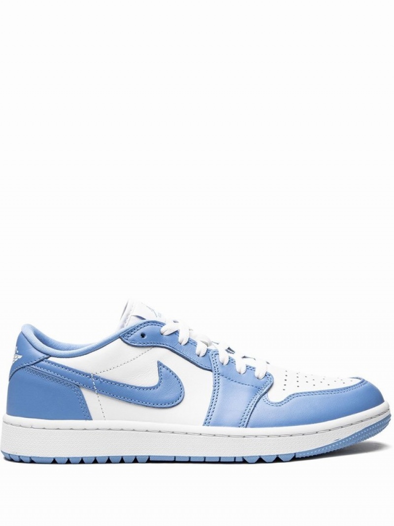 White / Blue Men\'s Nike Low Golf UNC Air Jordan 1 | IDMLUG-670