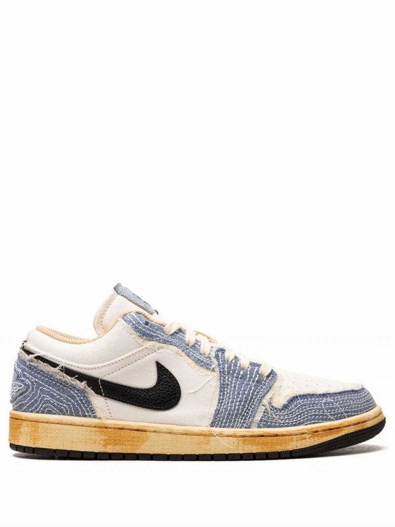 White / Blue Men\'s Nike Low SE Sashiko Denim Air Jordan 1 | LFTADJ-315