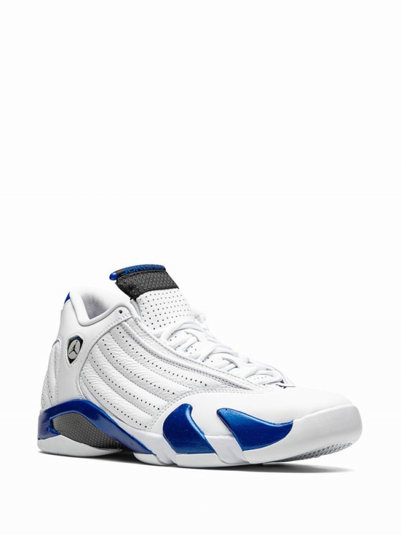 White / Blue Men's Nike Retro Hyper Royal Air Jordan 14 | NXMISK-748