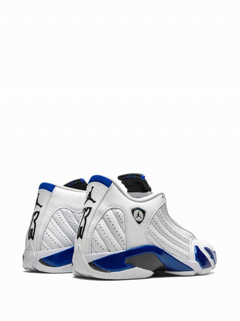 White / Blue Men's Nike Retro Hyper Royal Air Jordan 14 | NXMISK-748