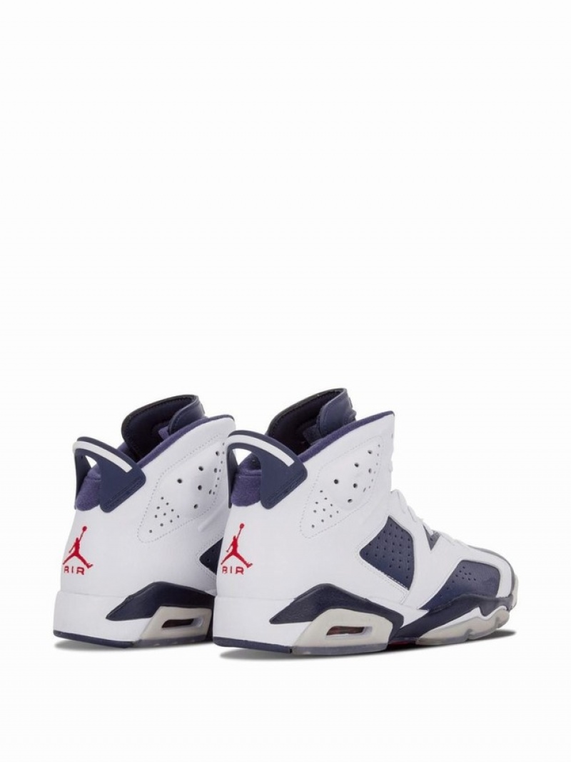 White / Blue Men's Nike Retro Olympic Air Jordan 6 | OPWDXJ-710