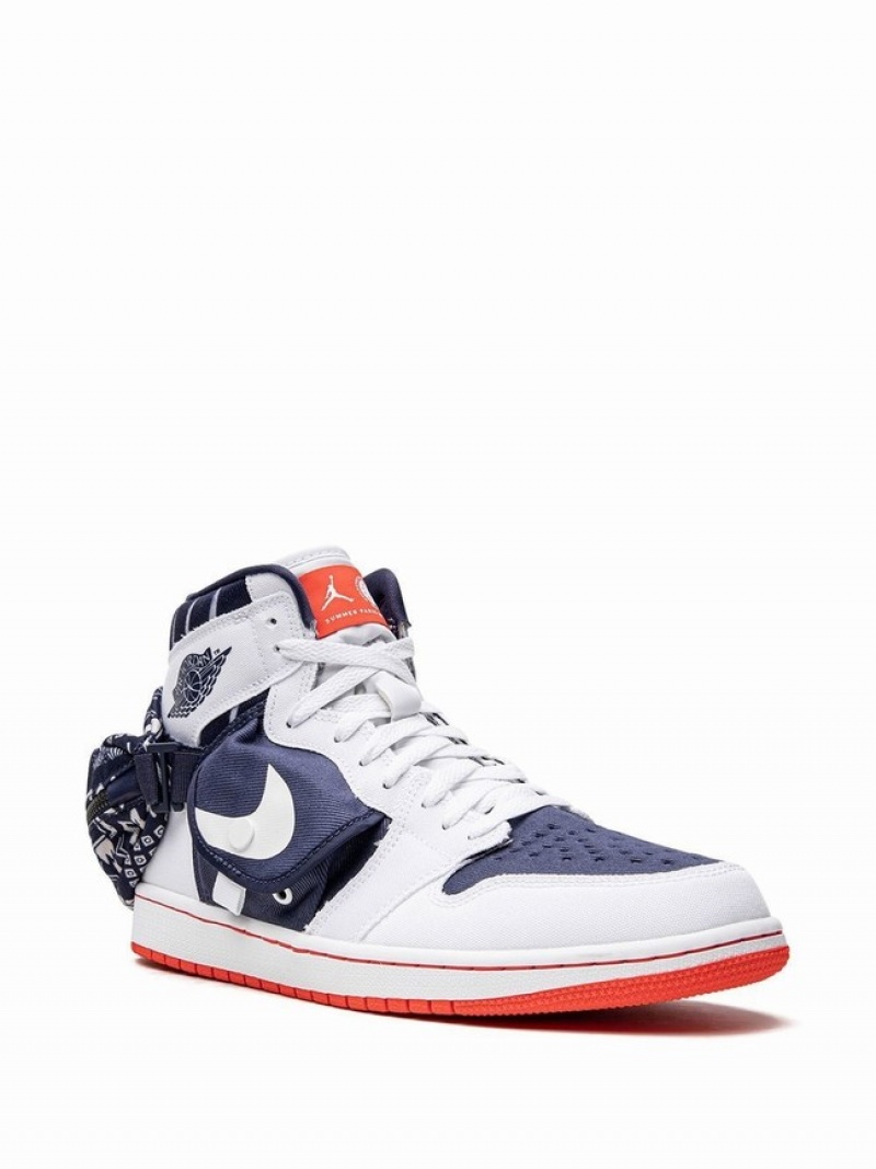 White / Blue Men's Nike Utilty Quai 54 Air Jordan 1 | KREVJP-867