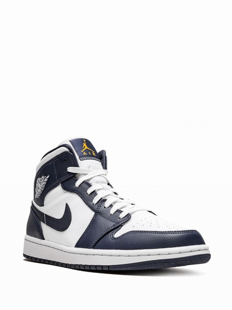 White / Blue Women's Nike Mid Obsidian Air Jordan 1 | DVYNIF-483