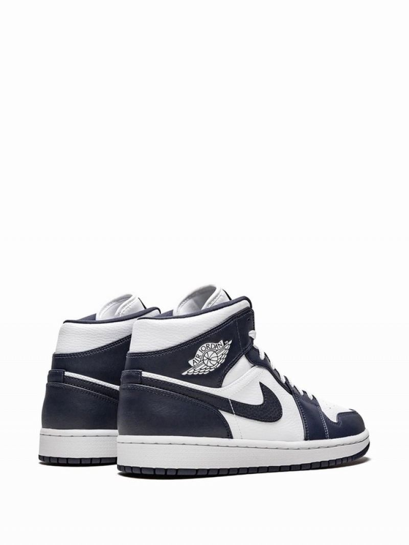 White / Blue Women's Nike Mid Obsidian Air Jordan 1 | DVYNIF-483