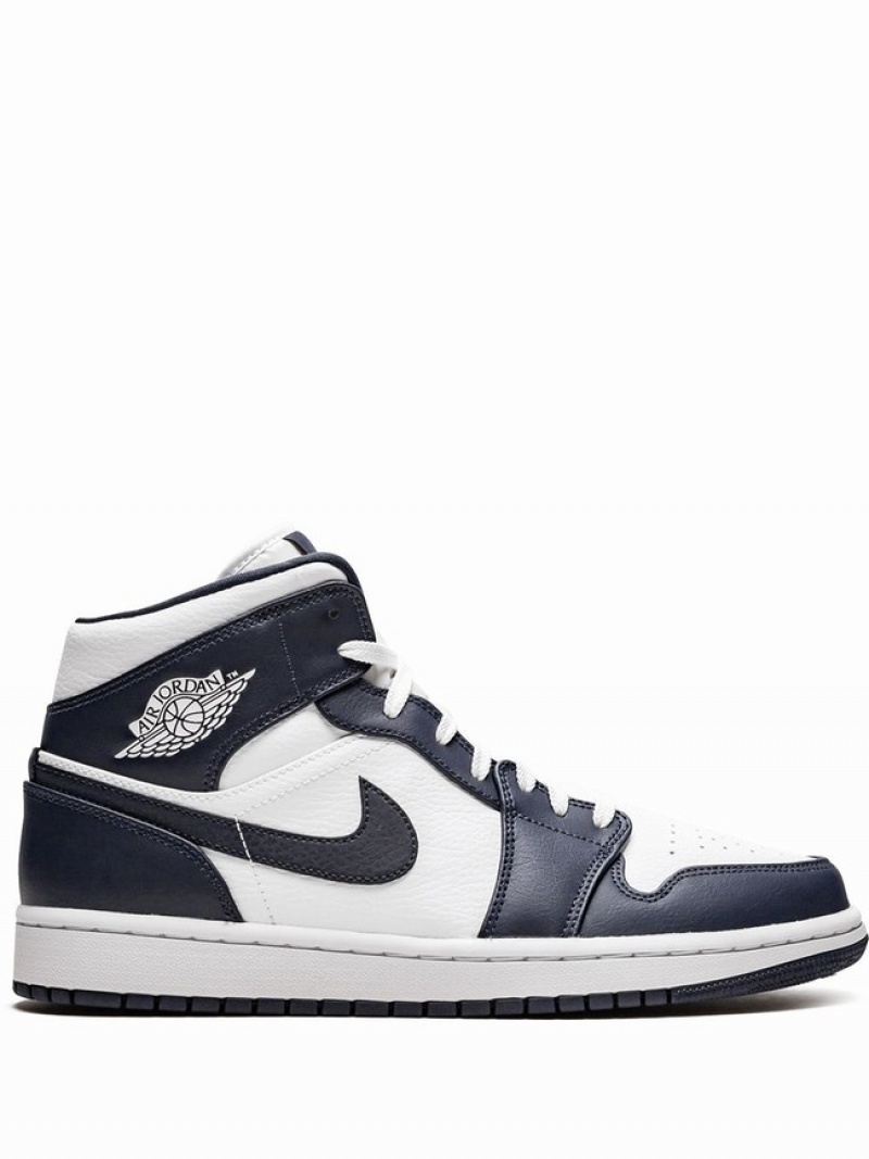 White / Blue Women\'s Nike Mid Obsidian Air Jordan 1 | DVYNIF-483