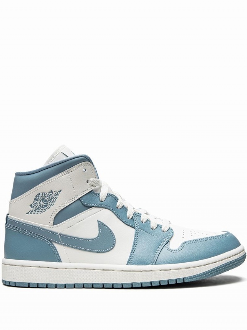 White / Blue Women\'s Nike Mid UNC Air Jordan 1 | ZVHUCY-129