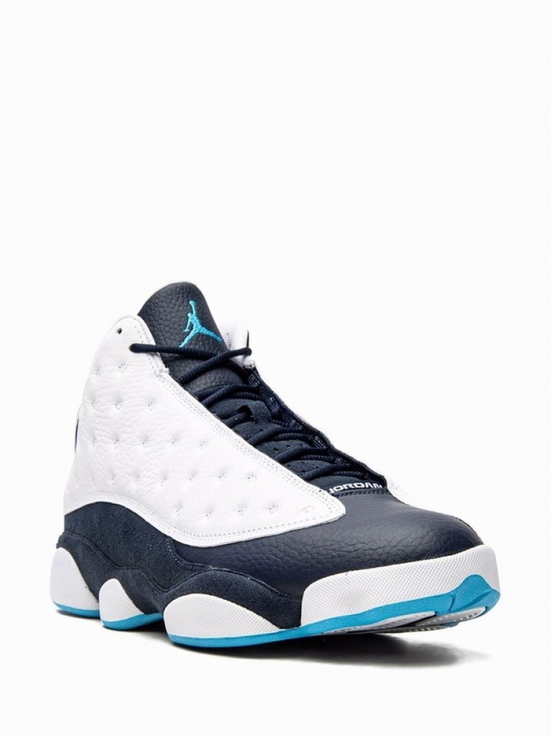 White / Blue Women's Nike Retro Obsidian Air Jordan 13 | QDPSZW-723