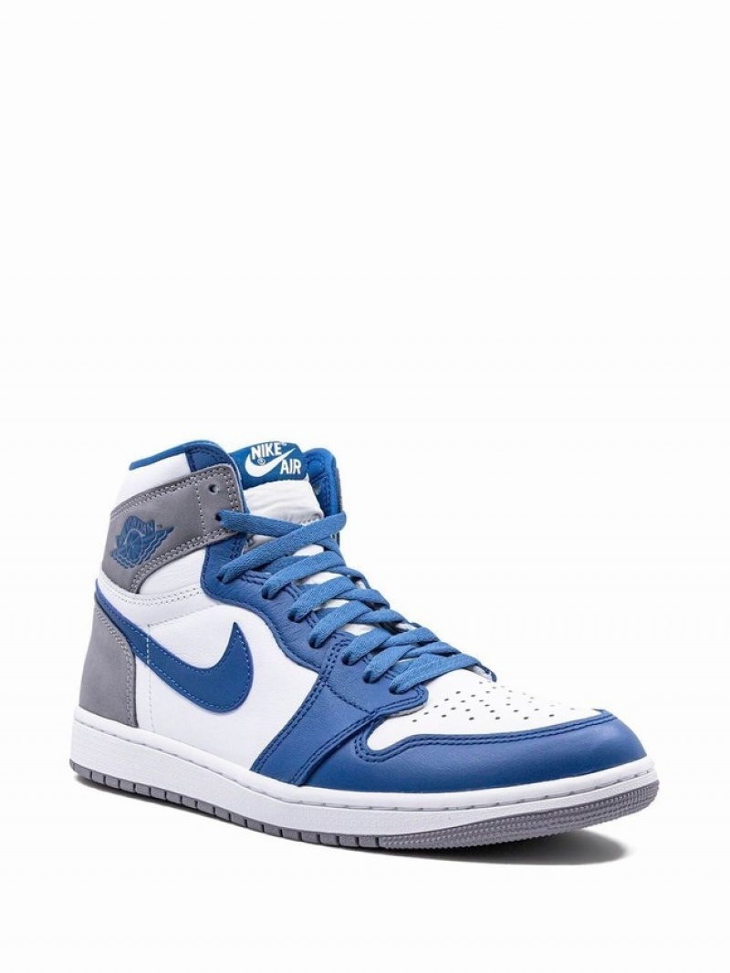 White / Blue / Grey Men's Nike High True Air Jordan 1 | VBLJTP-320