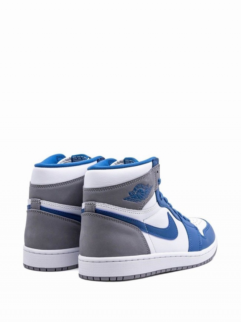 White / Blue / Grey Men's Nike High True Air Jordan 1 | VBLJTP-320