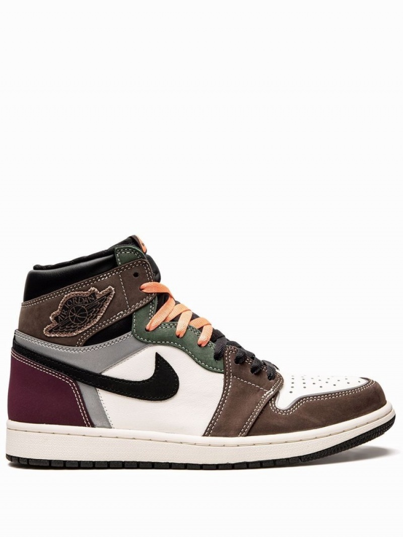 White / Brown Men\'s Nike High OG Hand Crafted Air Jordan 1 | JRHYAP-081