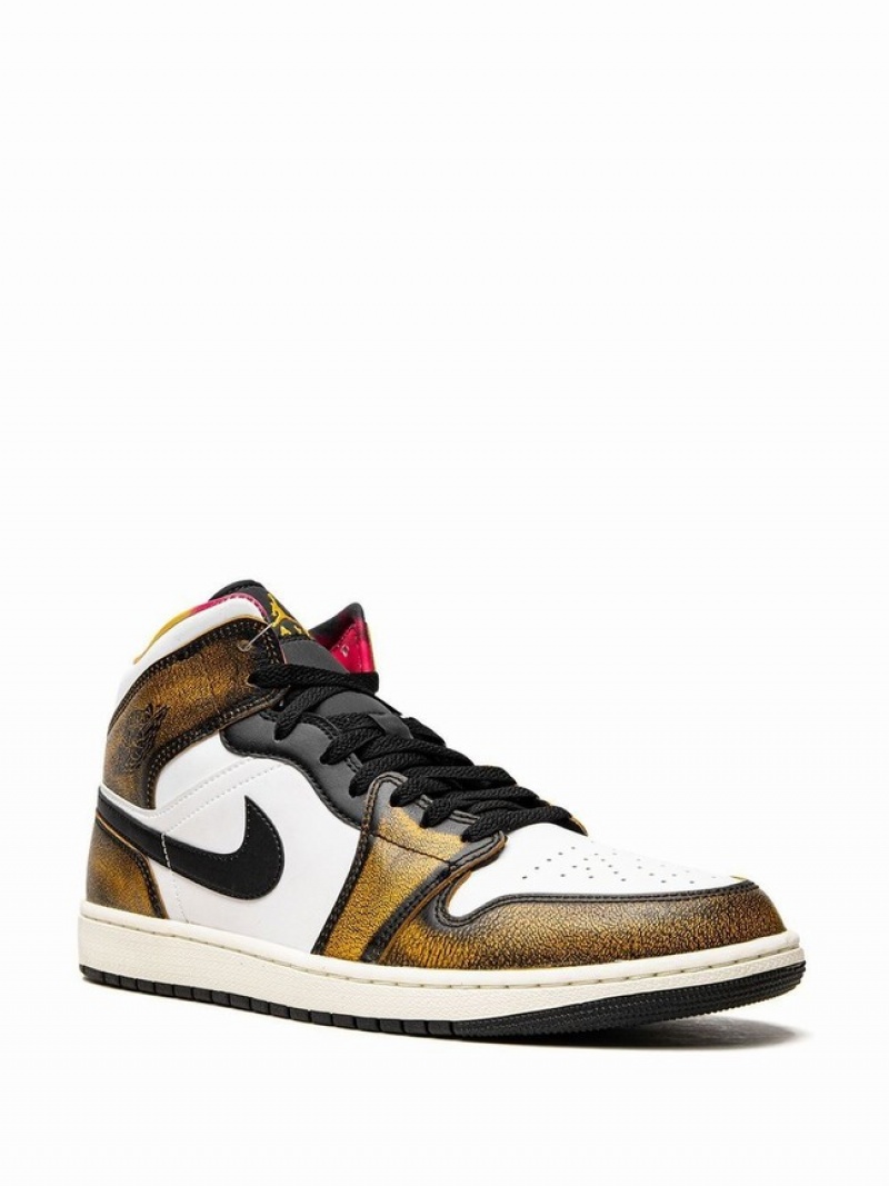 White / Brown Men's Nike Mid SE Wear-Away Air Jordan 1 | ZHPOKR-209