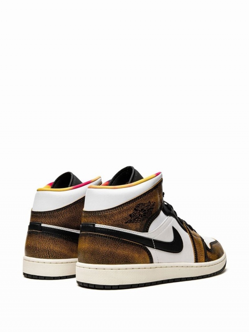 White / Brown Men's Nike Mid SE Wear-Away Air Jordan 1 | ZHPOKR-209