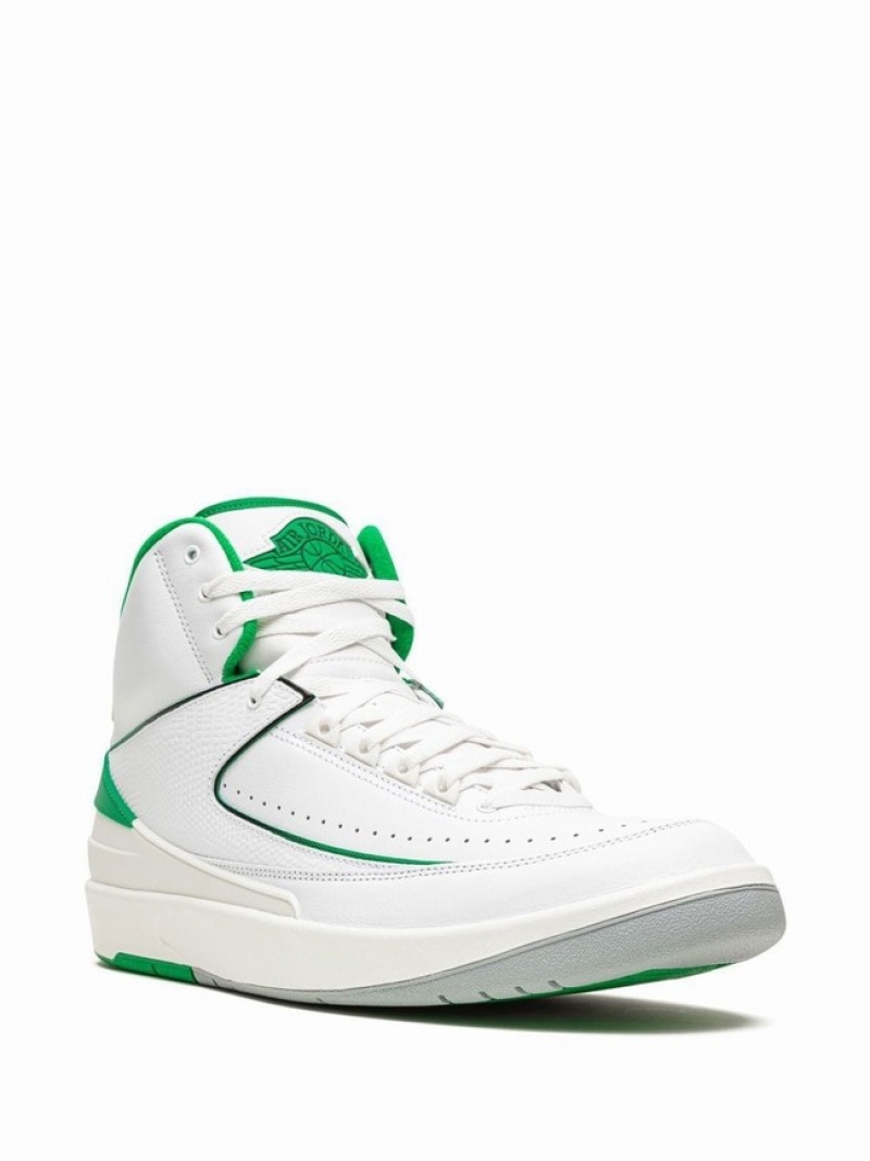 White / Green Men's Nike Lucky Air Jordan 2 | VZXECY-715