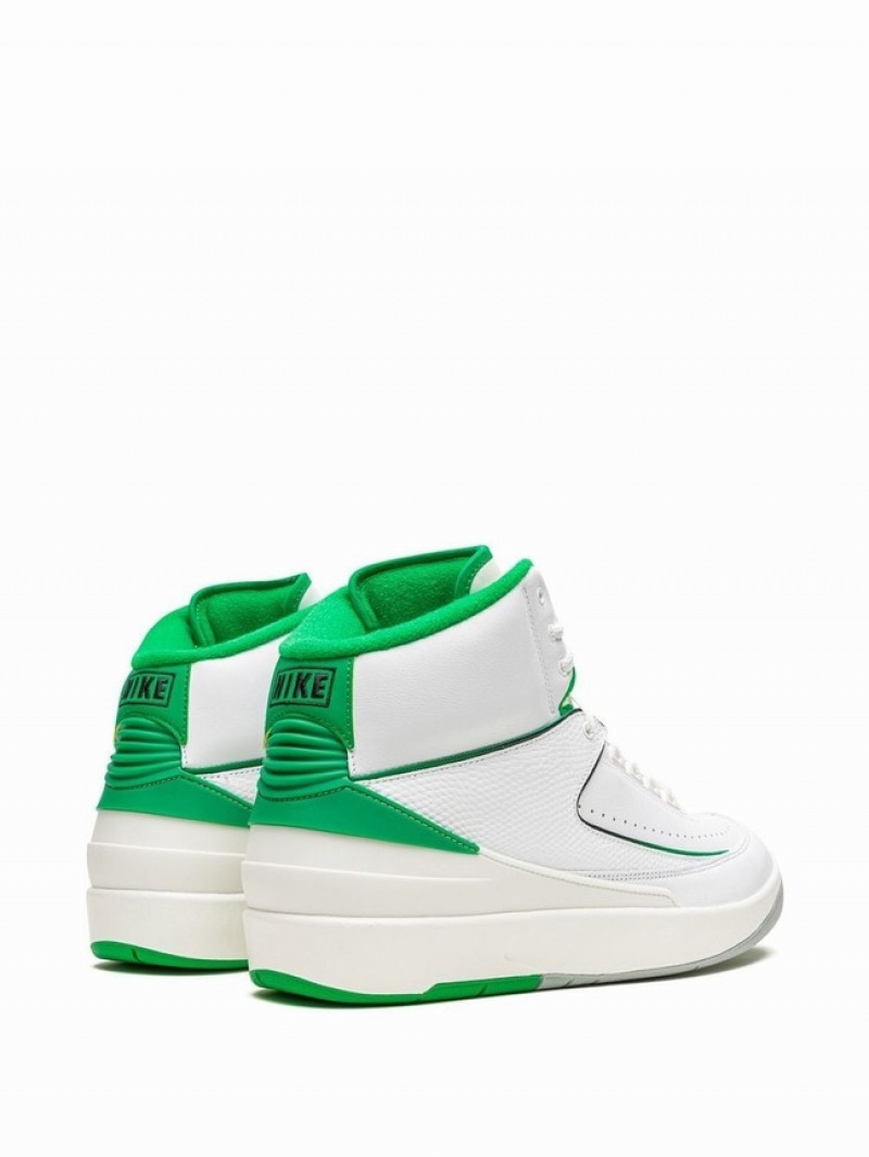 White / Green Men's Nike Lucky Air Jordan 2 | VZXECY-715