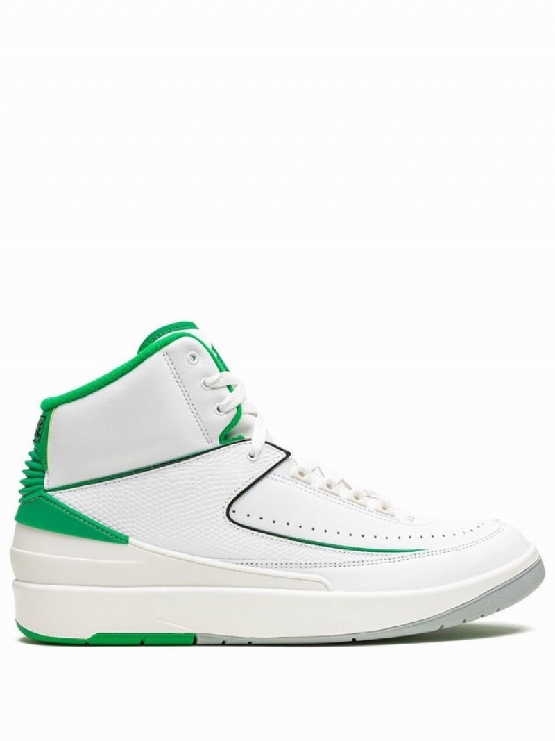 White / Green Men\'s Nike Lucky Air Jordan 2 | VZXECY-715