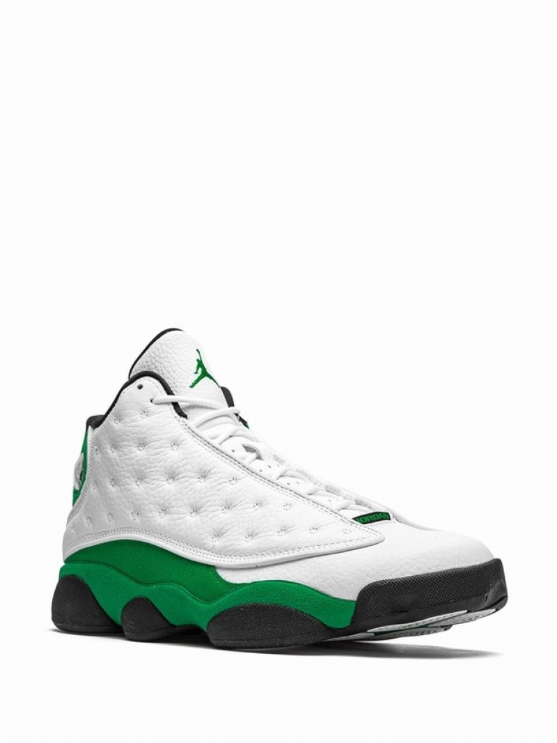 White / Green Men's Nike Lucky Air Jordan 13 | JTVNAR-642