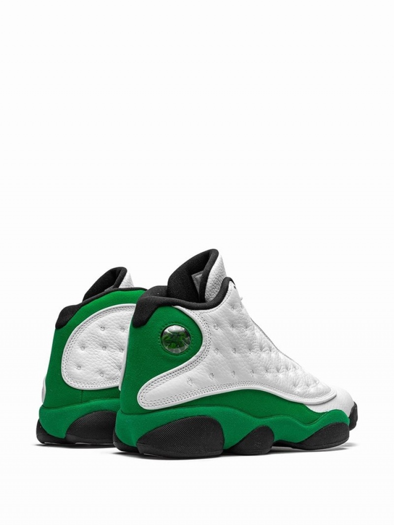 White / Green Men's Nike Lucky Air Jordan 13 | JTVNAR-642