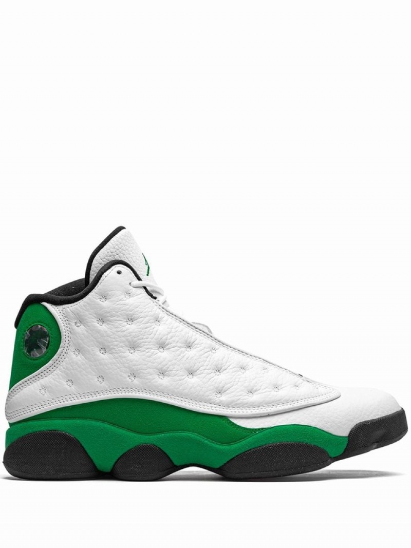 White / Green Men\'s Nike Lucky Air Jordan 13 | JTVNAR-642